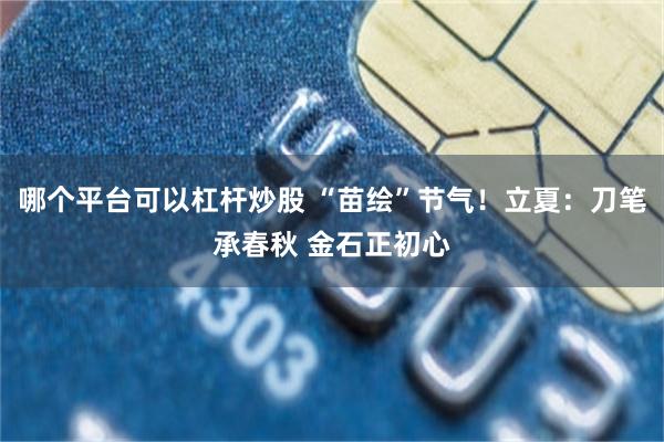 哪个平台可以杠杆炒股 “苗绘”节气！立夏：刀笔承春秋 金石正初心