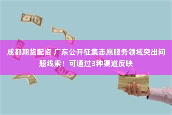 成都期货配资 广东公开征集志愿服务领域突出问题线索！可通过3种渠道反映