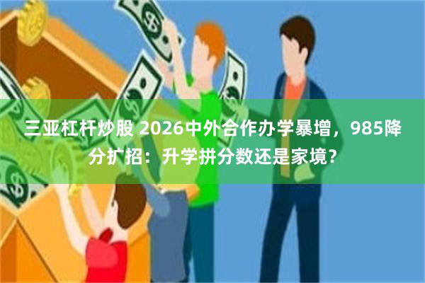 三亚杠杆炒股 2026中外合作办学暴增,985降分扩招:升学拼分数还是家境?