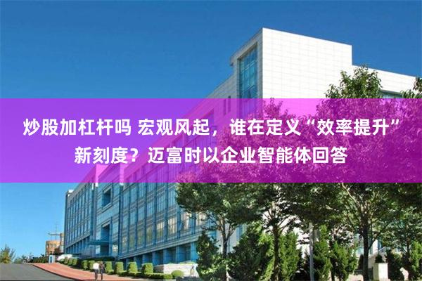 炒股加杠杆吗 宏观风起，谁在定义“效率提升”新刻度？迈富时以企业智能体回答