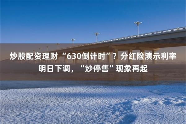 炒股配资理财 “630倒计时”？分红险演示利率明日下调，“炒停售”现象再起