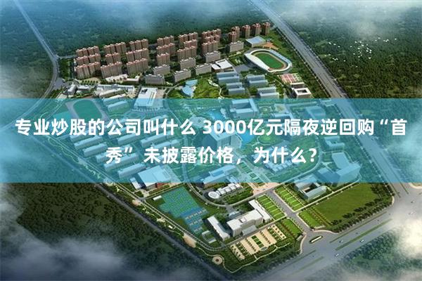 专业炒股的公司叫什么 3000亿元隔夜逆回购“首秀” 未披露价格，为什么？