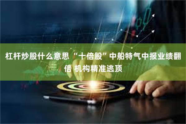 杠杆炒股什么意思 “十倍股”中船特气中报业绩翻倍 机构精准逃顶