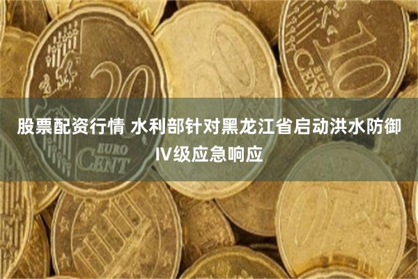 股票配资行情 水利部针对黑龙江省启动洪水防御Ⅳ级应急响应